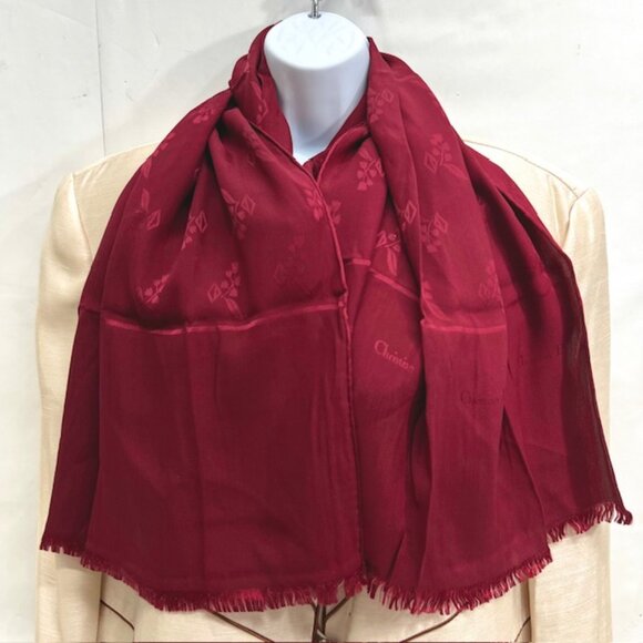 VG TChristian Dior Soft 100% Silk Scarf Rayon/Satin 66"X 20" Bugendy  Fringe( 23 - Picture 1 of 9